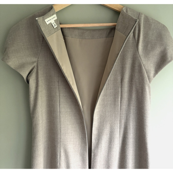BANANA REPUBLIC Short Sleeve Wool Sheath Dress | Size 6 Neutral Beige Minimalist - Picture 6 of 15
